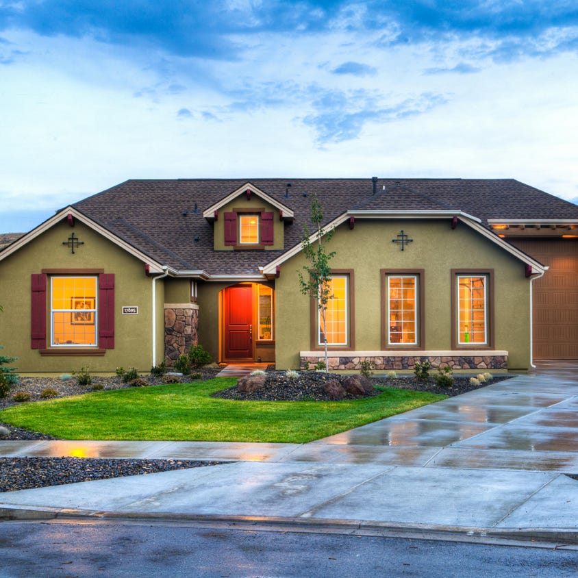 Lighted Beige House